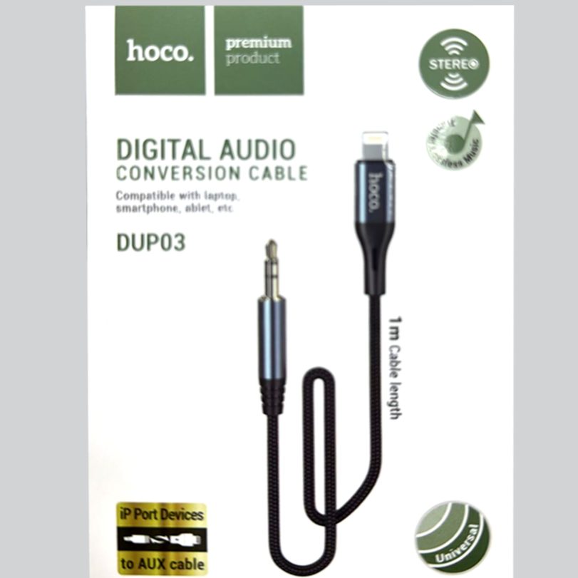 Hoco Digital audio conversion cable iph to aux cable - DUP03