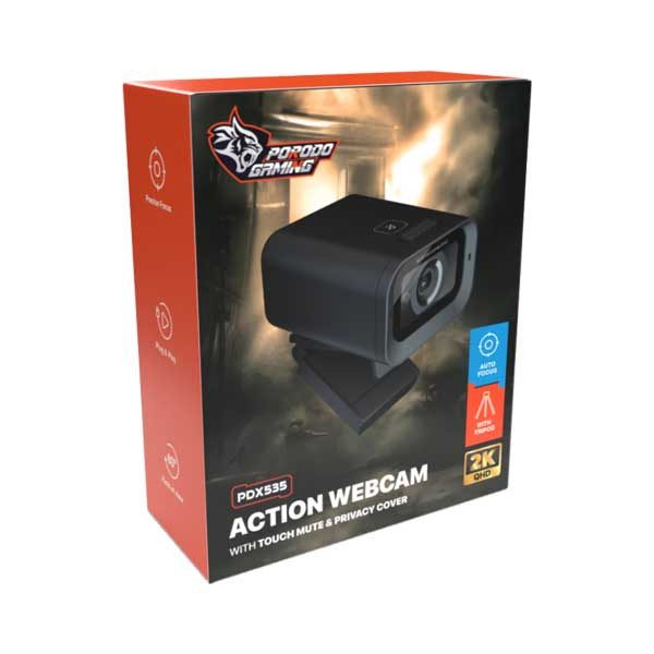 Porodo action webcam with touch mute and privacy cover- PDX535