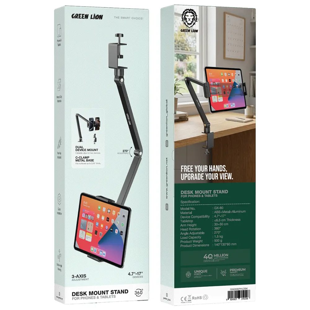 Green lion Desk mount stand for phones and tablets