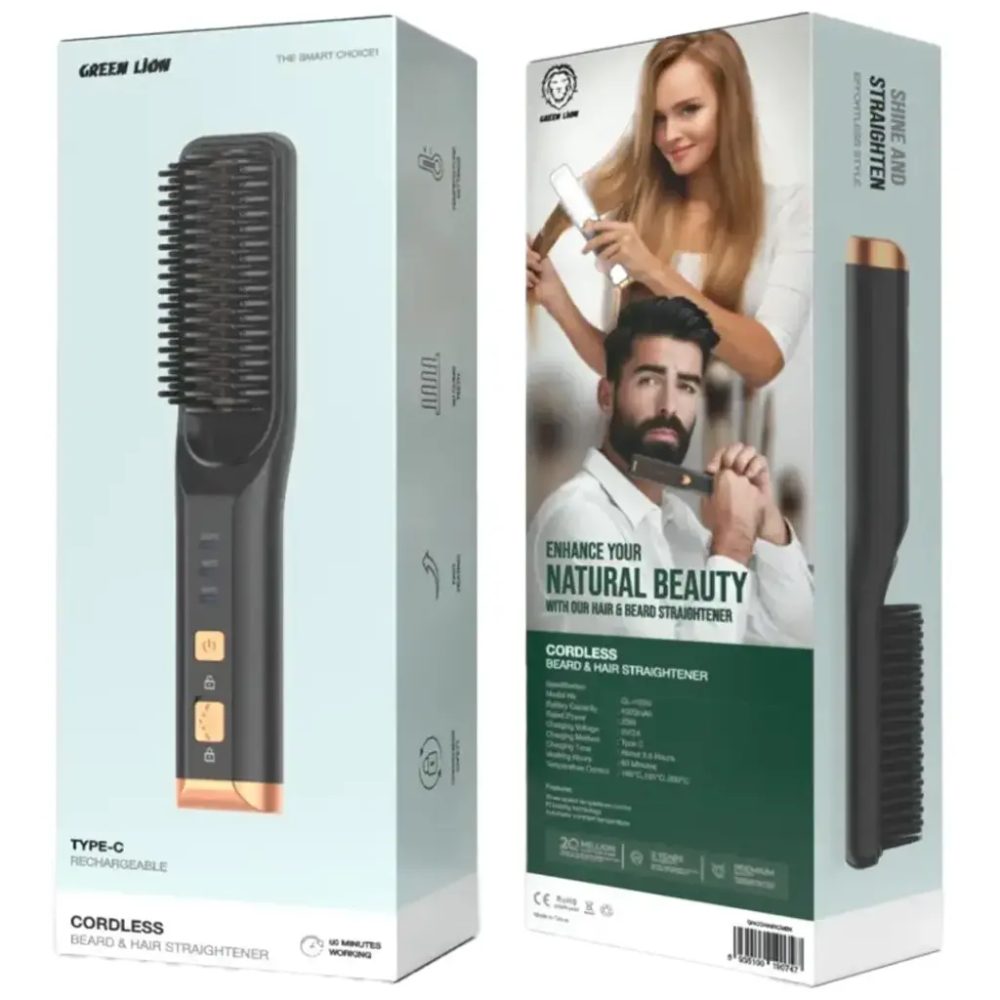 Green lion cordless beard and hair straightener