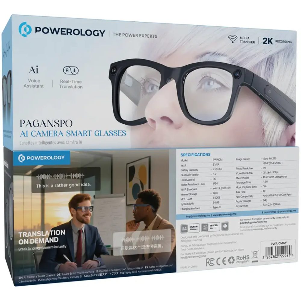 Powerology PAGANSPO Ai camera smart glasses